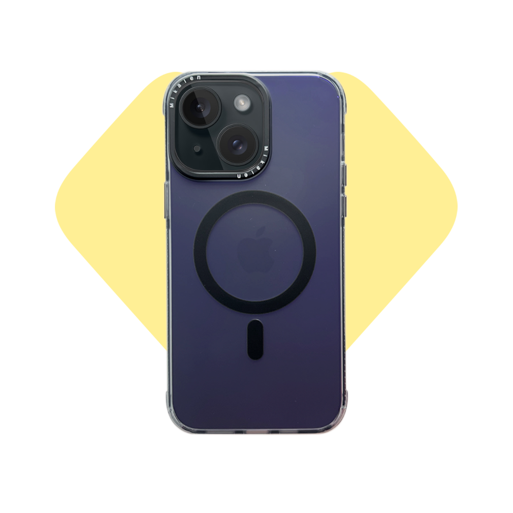Funda para iPhone 15, iPhone 14, iPhone 13 Mikalen Tornasol con MagSafe - Gris Translúcido