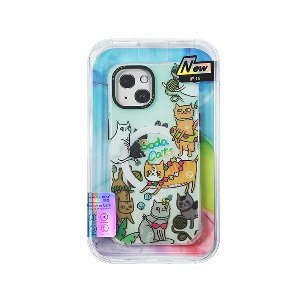 Funda para iPhone 15, iPhone 14, iPhone 13 Mikalen Tornasol con MagSafe - Gatos