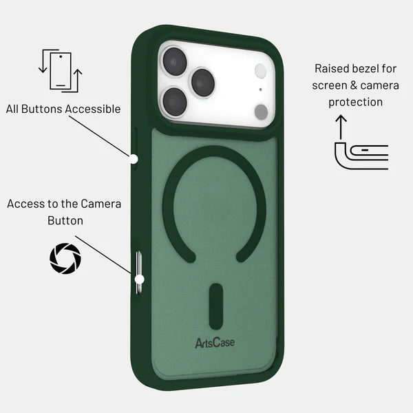 Funda para iPhone 17 Pro Max ArtsCase con MagSafe – Impact Hybrid Verde