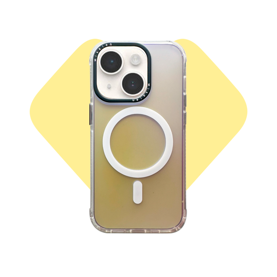 Funda para iPhone 15, iPhone 14, iPhone 13 Mikalen Tornasol con MagSafe - Blanco Translúcido